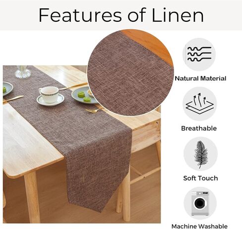 Burlap Farmhouse Cotton Linen Table Runner, Rustic Woven Solid Color Table Runner for Dining, Kitchen, Holiday, Halloween, Christmas, Party (12x82 inch, Khaki) in Saudi Arabia