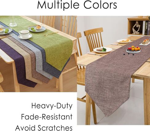 Burlap Farmhouse Cotton Linen Table Runner, Rustic Woven Solid Color Table Runner for Dining, Kitchen, Holiday, Halloween, Christmas, Party (12x82 inch, Khaki) in Saudi Arabia
