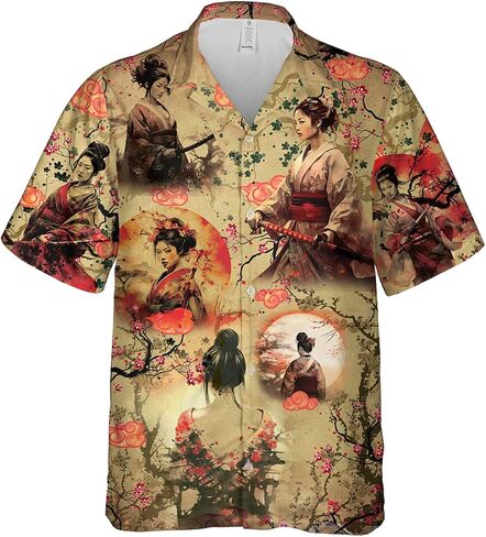 قمصان Samurai Warrior هاواي للرجال - مجموعة قمصان Samurai General Armor للرجال هاواي بأزرار سفلية وأكمام قصيرة 84 in Saudi Arabia