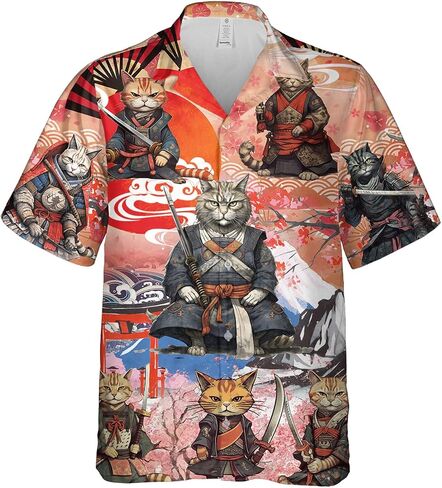 قمصان Samurai Warrior هاواي للرجال - مجموعة قمصان Samurai General Armor للرجال هاواي بأزرار سفلية وأكمام قصيرة 84 in Saudi Arabia