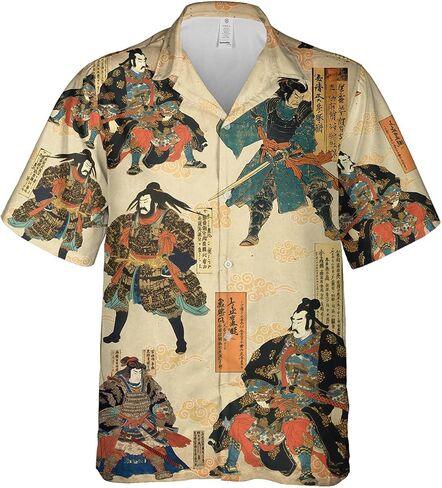 قمصان Samurai Warrior هاواي للرجال - مجموعة قمصان Samurai General Armor للرجال هاواي بأزرار سفلية وأكمام قصيرة 84 in Saudi Arabia