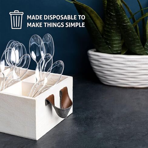 Heavy Weight Disposable Plastic Spoons, Food Grade Heavy Duty Plastic Silverware, Tea Spoons, Cutlery (Black, 100 Tea Spoons) in Saudi Arabia