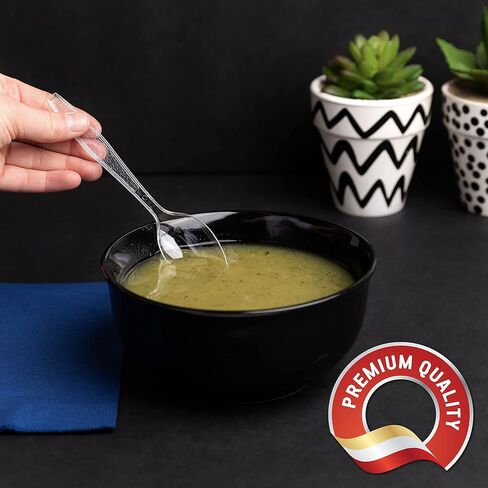 Heavy Weight Disposable Plastic Spoons, Food Grade Heavy Duty Plastic Silverware, Tea Spoons, Cutlery (Black, 100 Tea Spoons) in Saudi Arabia