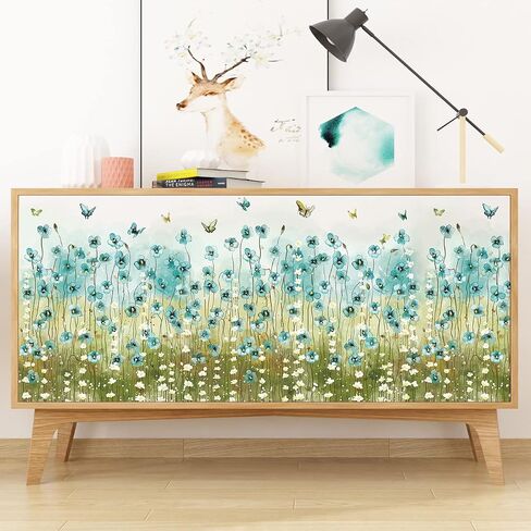 Blue Flowers Wall Decals White Daisy Wall Stickers DIY Peel and Stick Butterfly Plants Wall Sticker for Baby Kids Girls Bedroom Nursery Living Room Office Corners Skirting Lines in Saudi Arabia