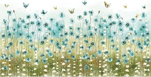 Blue Flowers Wall Decals White Daisy Wall Stickers DIY Peel and Stick Butterfly Plants Wall Sticker for Baby Kids Girls Bedroom Nursery Living Room Office Corners Skirting Lines in Saudi Arabia