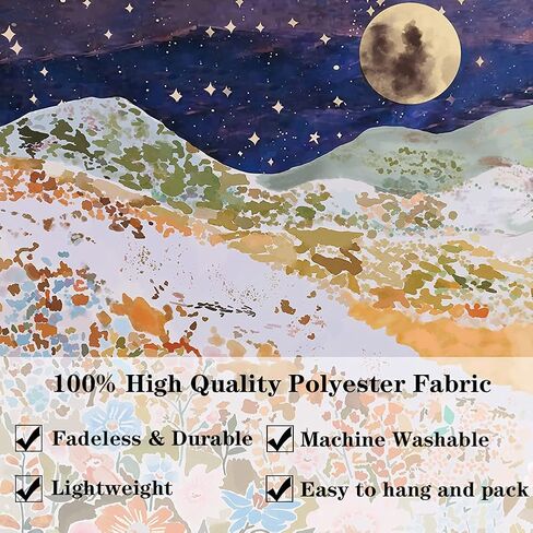 Moonlit Landscape Tapestry - Starry Night Tapestries Wall Hanging Aesthetic Flower Print Wall Decorations for Bedroom Dorm Living Room (L (59.1ʺ x 78.8ʺ)) in Saudi Arabia