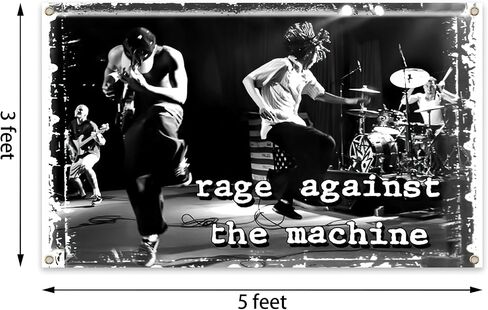 Generic The Rock Rage Band Against the Machine Wall Tapestry for Bedroom, Party Tapestry College Dorm Rooms Decor Tapestry 3x5 Ft Tapestry for Room Guys Teen Boys Girls, black in Saudi Arabia