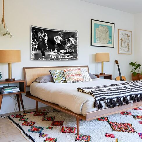 Generic The Rock Rage Band Against the Machine Wall Tapestry for Bedroom, Party Tapestry College Dorm Rooms Decor Tapestry 3x5 Ft Tapestry for Room Guys Teen Boys Girls, black in Saudi Arabia
