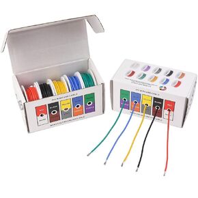 18 AWG Stranded Electrical Wire 18 Gauge Tinned Copper Wires Flexible Silicone Electric Hookup Wire Kit OD:2.3mm, 5 Colors 16.4ft/5m Each, DIY/Automotive/Home/Power Wiring Kit by Sznnzd™