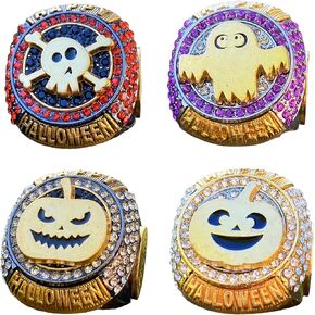 Halloween Championship Trophy Ring Set for Scariest Best Funniest and Cutest Costume Contest Party Award Medal for Kids or Adults