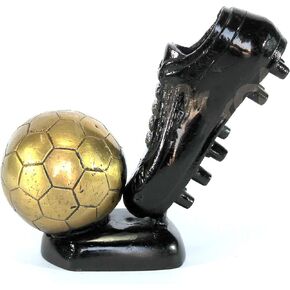 Brass Decorative Soccer Ball and Shoe Showpiece | Home Decor | Brass Sculpture | World Cup Golden Boot Trophy Look-alike | European Golden Shoe Look-alike
