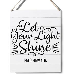 الكتاب المقدس الآية تسجيل ديكور ماثيو 5:16 المسيحية علامة خشبية لوحة الجدار شنقا الملصقات 10 "X8" ريفي ديكور غرفة مكتب المنزل in Kuwait