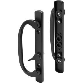 Prime-Line C 12808 Mortise Style Sliding Patio Door Handle Set - Replace Old or Damaged Door Handles, Black Diecast, Non-Keyed, Fits 3-15/16 in. Hole Spacing (1 Set)