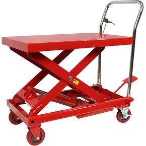 Hydraulic Lift Table Cart 660LBS Double Scissor Lift Table, Cart Lift Table Cart 30.8" Lifting Height with 4 Wheels and Foot Pump, Hydraulic Cart for Material Handling and Freight Lifting