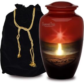 Forever Adult Cremation Urns for Ashes- Ocean Love Cremation Urns for Human Ashes - Completely Handcrafted with Volume 200 Cu. in. with Velvet Protection Bag. (NOT PERSONALIZED)