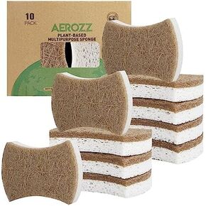 10 Pack Dish Sponges Kitchen，No-Scratch Eco-Friendly Dish Sponge, Natural Kitchen Sponges Pack for Washing & Cleaning, Quick-Drying, Odor Free