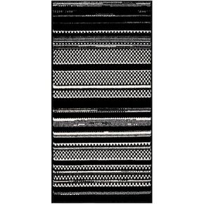 Nourison Grafix Modern Black White 2' x 4' Area -Rug, Easy -Cleaning, Non Shedding, Bed Room, Living Room, Dining Room, Kitchen (2x4) in Kuwait