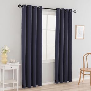 2 Panels Inherent Fire Retardant Curtain Flame Resistant Window Curtains - Groomet Shading Sound Insulation Fire Resistant Curtains(2 Panels, Black, 52 X 108 in)