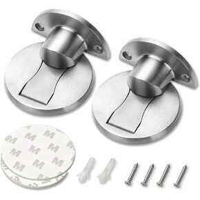2 Pack 304 Stainless Steel Door Stoppers, Magnetic Door Stop, 3M Double-Sided Adhesive Tape, No Drilling, Door Stop Wall Protector, Office Door Catch, Stop Door