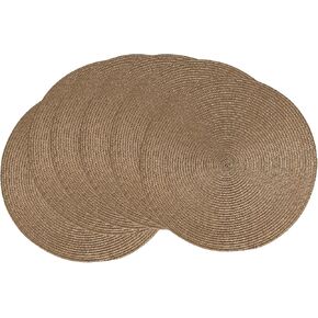 AHHFSMEI Round Braided Placemats 15 Inch Round Table Mats for Dining Tables Natural Woven Heat Resistant Place mats Set of 6(Baby Blue, 6)