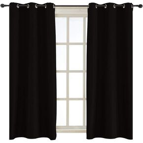 BEGOODTEX Inherent Flame Retardant Fire Resistant Thermal Insulated Grommet Blackout Curtains Drape for Living Room Window Treatment, Black, 6 Silver Grommets, 42Wx63L Inches, Pack of 1 Panel