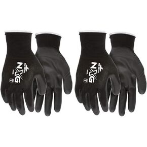MCR Safety 9669L NXG Work Gloves 13 Gauge Black Nylon Shell Black Polyurethane (PU), 1 Pair