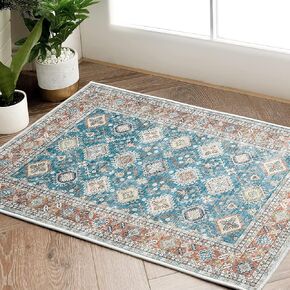 jinchan Area Rug 5x7 Washable Rug Blue Twilight Rug Modern Abstract Entryway Rug Accent Rug Indoor Ombre Print Mat Low Pile Soft Carpet Contemporary Floor for Kitchen Bedroom Doorway Decor Non Slip