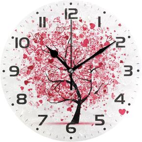 ZOEO Large Wall Clocks, Valentine Tree Hearts Battery Operated Non Ticking 10 inch Clock Silent Art Bedroom Kitchen Clock Atomic Analog Clocks Home Decor in Kuwait