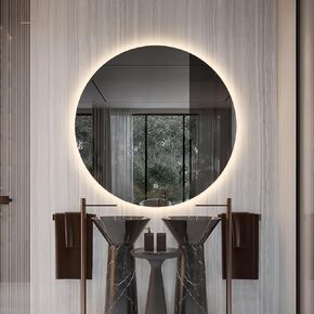 Niccy Round LED Bathroom Mirror with Light, 26" Backlit Mirror for Bathroom, Frameless LED Smart Vanity Mirror with 3 Color Lights, Anti-Fog, Smart Touch Button, Shatter-Proof, IP65, 90+ CRI