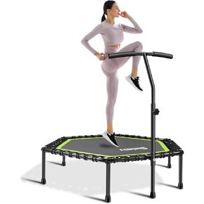 40" Mini Trampoline,Silent Fitness Trampoline，Indoor Small Bungee Rebounder Cardio Trainer Workout for Adults（Max Load 330lbs）