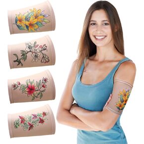 4 Pcs PICC Line Cover Sleeve PICC Upper Arm Cover Soft Breathable Elastic PICC Line Sleeve for Women Men Adult