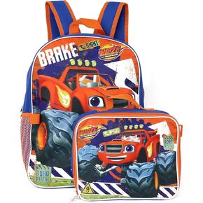 Ruz Blaze and the Monster Machines Kid's 16 Inch Backpack With Removable Lunch Box Set School, Large