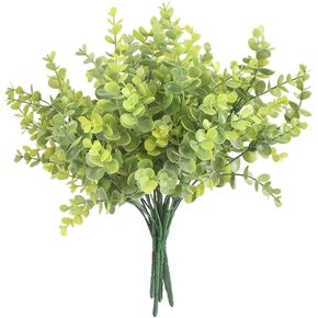 homEdge Artificial Eucalyptus Pick, 6 Bundles Outdoor UV Resistant Aritificial Bouguet for Decoration