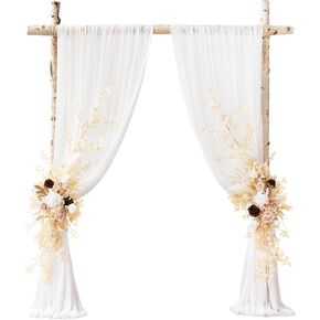 Ling's Moment Black Chuppah اصطناعي أحمر الخدود الزفاف مجموعة زهور الزفاف حزمة من 4، 2PCS تنسيق الزهور 2PCS ستائر معلقة، حفل استقبال الشجرة خلفية الزهور ديكور في الهواء الطلق حزب روز