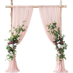 Ling's Moment Black Chuppah Artificial Blush Red Wedding Arch Flowers Kit Pack of 4, 2pcs Flower Arrangement 2pcs Hanging Drapes, Ceremony Arbor Reception Backdrop Floral Decor Outdoor Party Rose