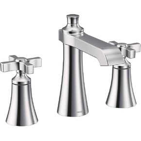 Moen Brushed Gold Flara Two-Handle 8 in. Widespread Lever Handle Bathroom Faucet Trim Kit, Valve Required, TS6984BG