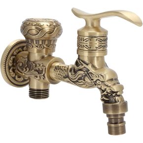 G1/2 Wall Mounted Water Faucet Brass material Vintage Chinese Dragon Design,Kitchen Faucet,Washing Machine Faucet Bathroom Sink Basin Faucet,Outdoor Garden Hose Faucet