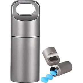 Small Keychain Pill Holder,304 Stainless Steel Portable Pill Case Organizer for Travel,Waterproof Pocket Pill Container Medicine Box for Purse Men (Mini Pill Case)