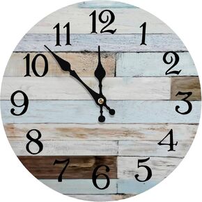 Silent Wall Clock Battery Operated, Non Ticking Wall Clocks for Bedroom, Living Room, Kitchen, Bathroom - Country Vintage Beach Lake House Decor Small Wall Clock (10 Inch)