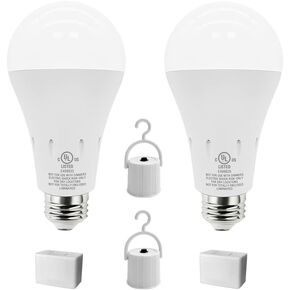 JackonLux Emergency Rechargeable Light Bulbs for Power Outage 2000mAh 80W Equivalent Ebulb Self-Charging Emergency Light Bulb with Charge Indicator Dimmable Soft White 3000K