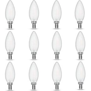 Dimmable LED Candelabra Bulb Warm White, 2700k 40W Equivalent E12 Base LED Candle Bulbs, C35 Frosted Glass Torpedo Shape Bullet Top, 360 Degrees Beam Angle, Pack of 6 …