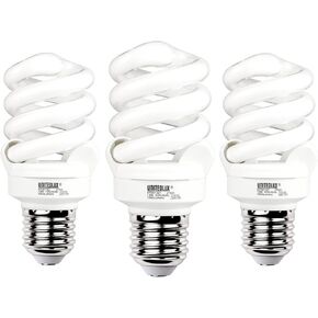 E26 Spiral CFL Light Bulbs Medium Base 13Watt (60Watt Equivalent) Soft White 2700K, 1040Lm Non-dimmable Compact Fluorescent Light, (3 Pack)