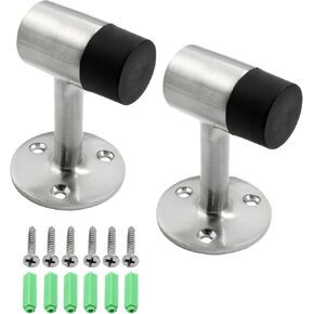2Pack Stainless Steel Floor Door Stop,3Inch/75mm Brushed Nickel Door Stopper,Heavy Duty Door Stoppers with Rubber Tip,Stop Bumper for Bedroom,Living Room,Hotel