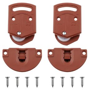 Sliding Door Cabinet Roller Gear Sliding Door Track Panel Internal Kit Vintage Wardrobe Sliding Door Roller Gear Track Panel Internal Kit with Screws 2PCS