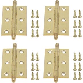 Pack of 4 2.5 Inch Brass Door Butt Hinges, Mini Cabinet Decorative Folding Butt Hinges, Small Bifold Door Hinges, Polished Butt Hinge with Mouting Screws