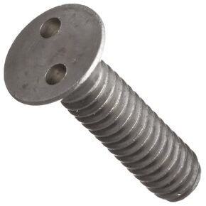 Stainless Steel Machine Screw, Plain Finish, Flat Head, Drilled Spanner Drive, 1-1/2" Length, 1/4"-20 Threads (Pack of 50)