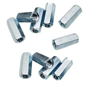 10pcs M8-1.25 x 28mm Long Rod Nut Hex Coupling Nuts, Zinc Plated Bolt Extender Female Thread Straight Fitting, Hex Rod Threaded Bar Nut
