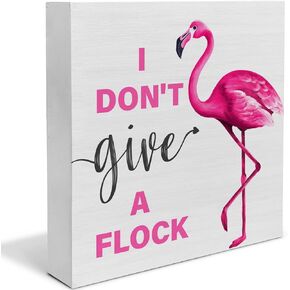 Country Pink Flamingo Wood Box Sign Decor Desk Sign Summer Flamingo Wooden Box Block Sign Rustic Home Shelf Wall Decoration