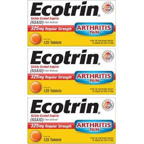 Ecotrin Regular Strength Pain Reliever | 125 Tablets (3 Pack)