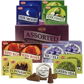 Hem Incense Cones Variety Pack #2 And Cone Incense Burner Bundle With 6 Precious Series Fragarances